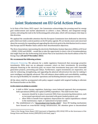 Joint Statement on EU Grid Action Plan