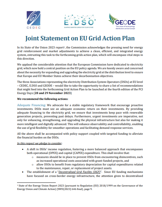 Grid Action Plan Joint Statement on EU Grid Action Plan | Geode