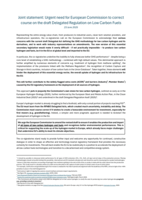 Joint statement: Urgent need for European Commission to correct  course on the draft Delegated Regulation on Low Carbon Fuels