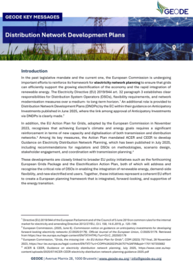 GEODE Key Messages on Distribution Network Development Plans
