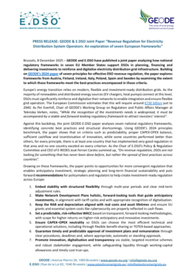Press Release – GEODE & E.DSO Joint Paper on the Revenue Regulation for Electricity Distribution System Operators