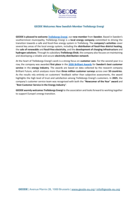 GEODE Welcomes New Swedish Member Trelleborgs Energi