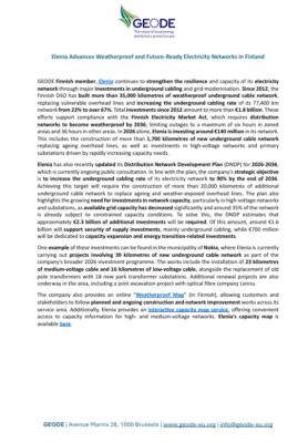 Elenia Advances Weatherproof and Future-Ready Electricity Networks in Finland