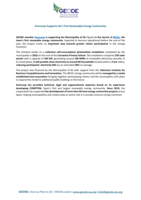 Enercoop Supports Ibi’s First Renewable Energy Community
